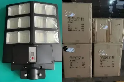 Se han enviado a Benin 6 juegos de muestras de farolas solares ABS de 30 W